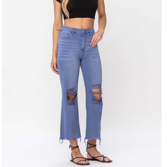 NWT Vervet by Flying Monkey 90s Vintage Crop Flare Jeans, Indigo - Picture 4 of 6